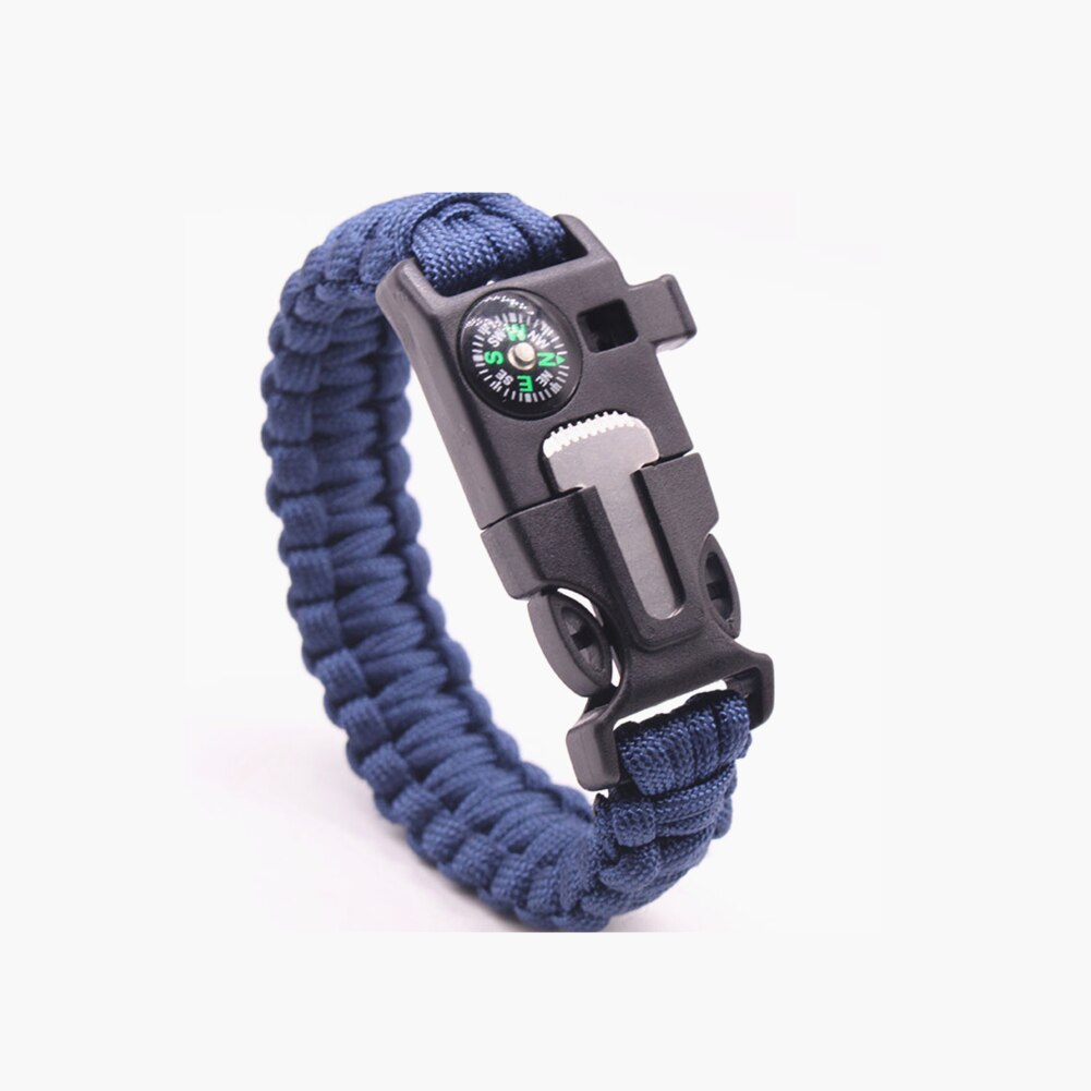 High-Jump Functional Emergency Paracord Bracelet Outdoor Survival Parachute Tool Scraper Whistle Buckle Paracord Wristband: Blue