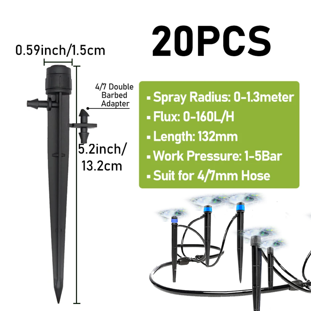 Irrigation Dripper Drip Emitters Micro Spray Adjustable 360 Degree Garden Water Flow Irrigation Drippers for 4/7mm Watering Kits: Yellow