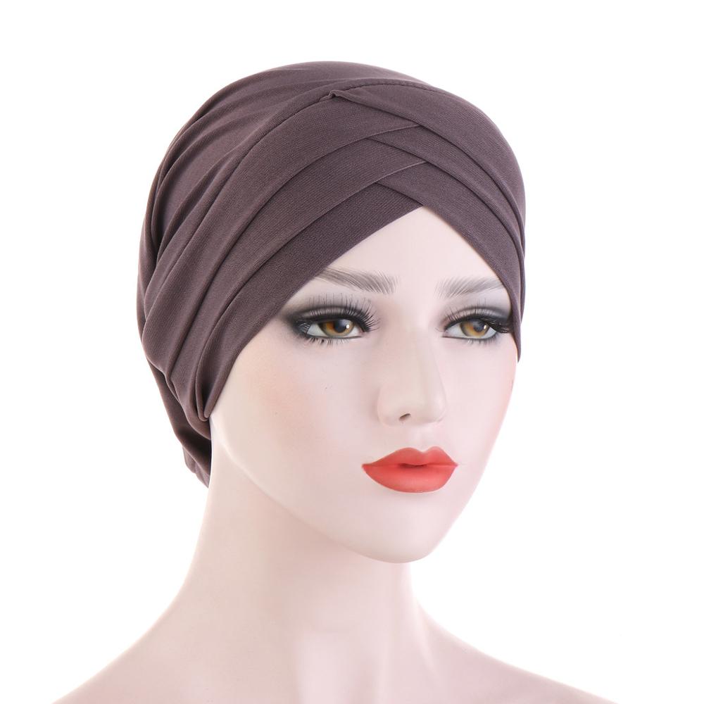 Front croisé Turban musulman couleur Pure coton extensible Hijabs intérieur pour casquettes prêt à porter femmes foulard sous Hijab Bonnet: 14