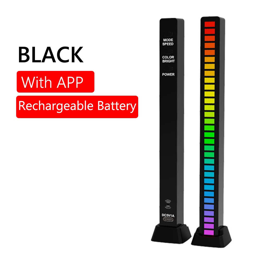 RGB Music Sound Control Light 32 LED App Control Voice-Activated Pickup Rhythm Light Music Ambient Lamp Colorful LED Strip Light: 08