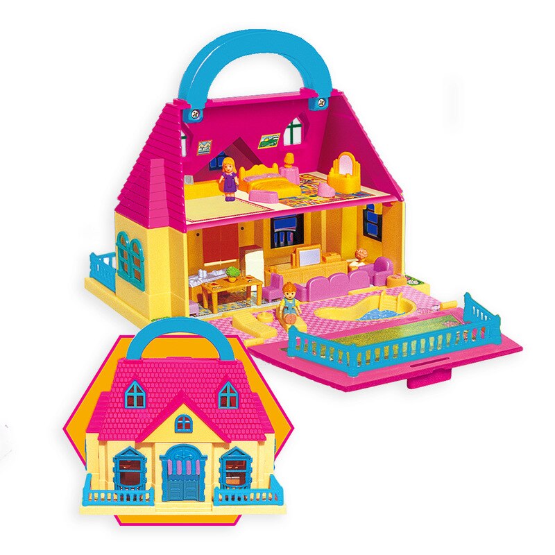 Maison de jouets pour enfants, valise de poupées, ensemble d'assemblage, Kits de construction, maison de poupée, accessoires, maison de villa, bricolage: 1