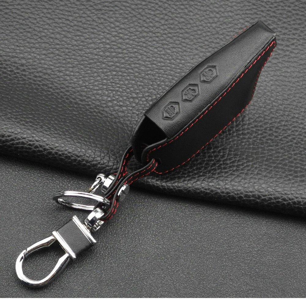 Jingyuqin B9 Leather Key Case Voor Starline B9/B91/B6/B61/A91/A61/v7 C9 Kgb FX-5 Jaguar Ez-Een Lcd Manier Auto Remote 2 Weg Alarm
