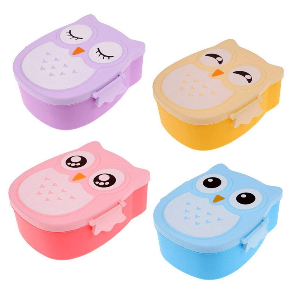 1Pcs Cartoon Owl Shape Lunch Box Food Container Sushi Bento Box With Spoon For Kids School Student Picnic Food Fruit Storage Box