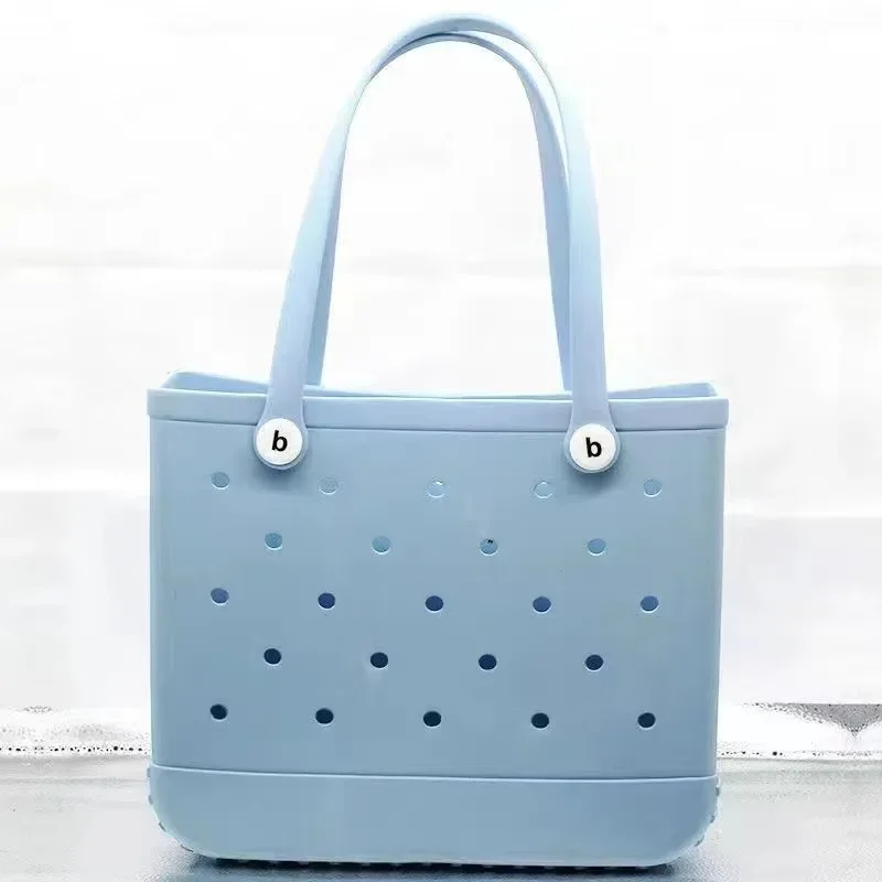 Mode Strand Bogg Bag Rubber Waterdichte Mand Grote Capaciteit Zomer Opslag Schouder Handtas Reizen Vrouwen Draagtas Boodschappentassen: Blauw