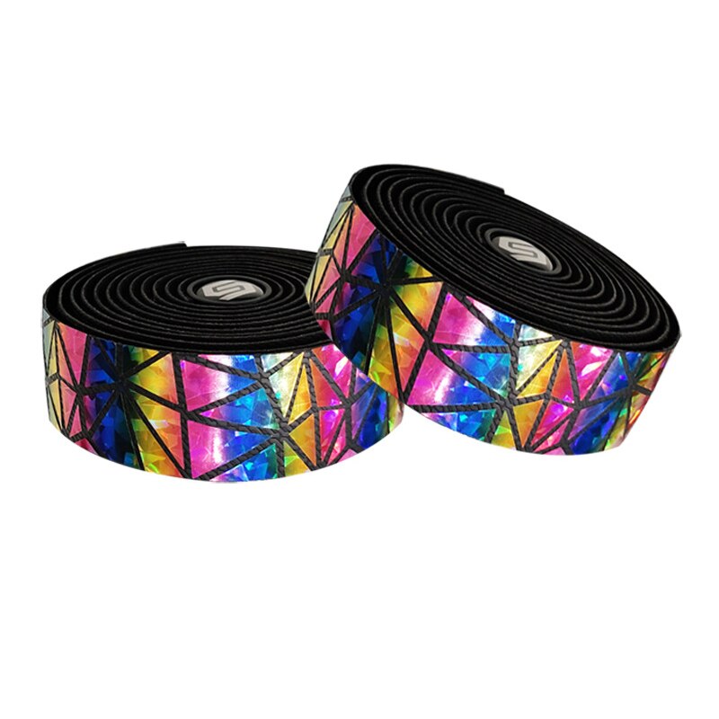 Racefiets Stuurlint Kurk Eva Pu Fiets Regenboog Bar Tape Professionele Fietsen Demping Anti-Vibratie Wrap Met 2 bar Plug: rainbow