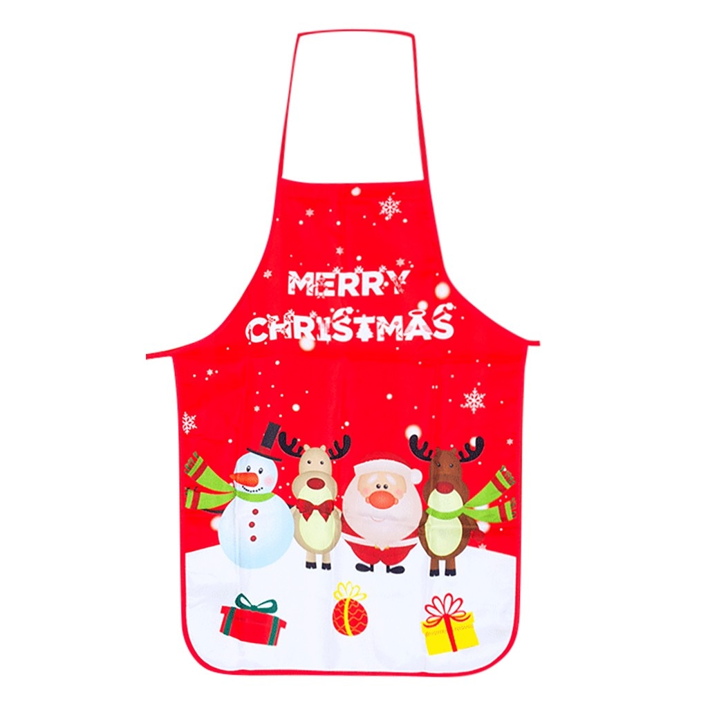 Papai noel impresso avental de natal bonito cartton avental de natal lavável cozinha bar aventais restaurante garçom decoração
