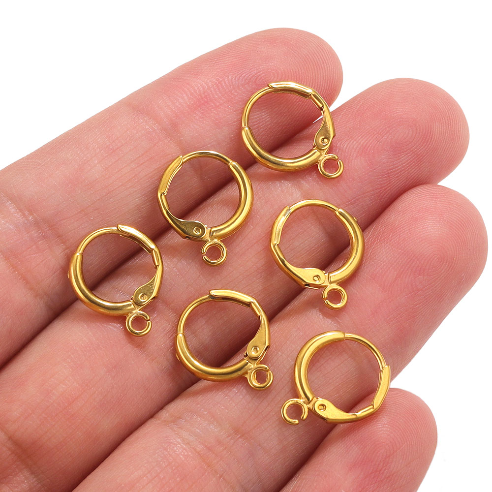 Ganchos para pendientes franceses de acero inoxidable, palanca trasera, gancho redondo, alambre para oreja, suministros para hacer pendientes DIY, accesorios de joyería, 10 Uds.