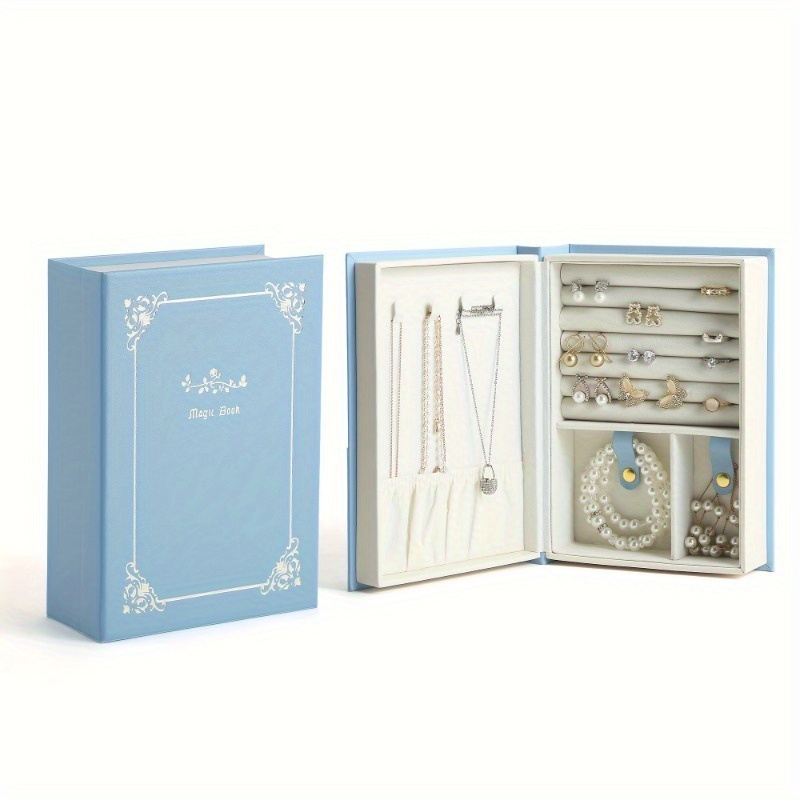 Glamorous Magnetic Jewelry Organizer Chic Diary Shaped Box for Bracelets Necklaces Rings Secure Storage