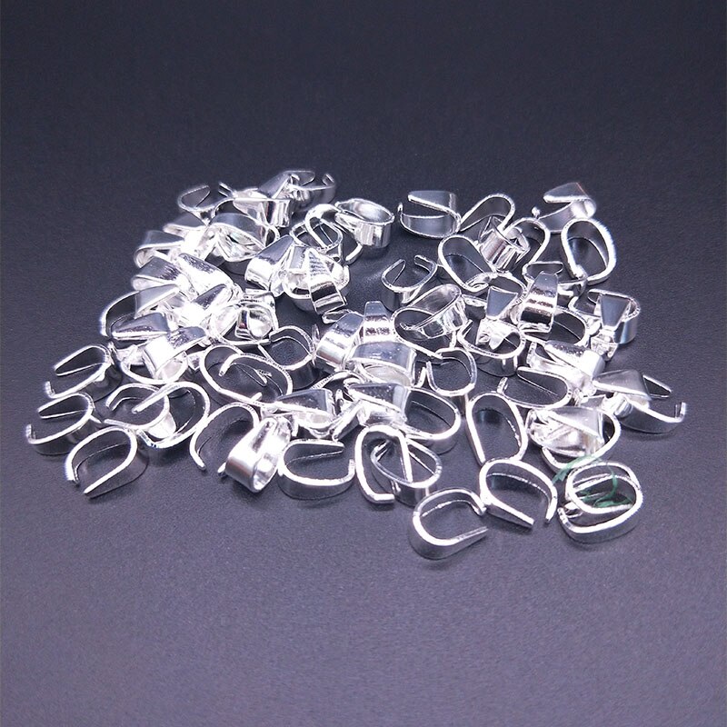 50pcs 7X4/9X5mm Necklace Pendant Connectors Pendant Clip Clasp Pinch Clip Bail Buckle Hanging Jewelry Findings DIY Accessories: Silver / 9X5mm