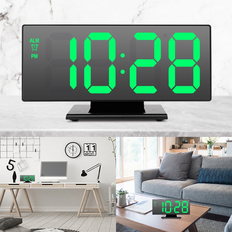 LED Mirror Digital Alarm Clock Electronic Watch Table Nordic Style Multifunction Snooze Night Display LED Desktop Alarm Clocks