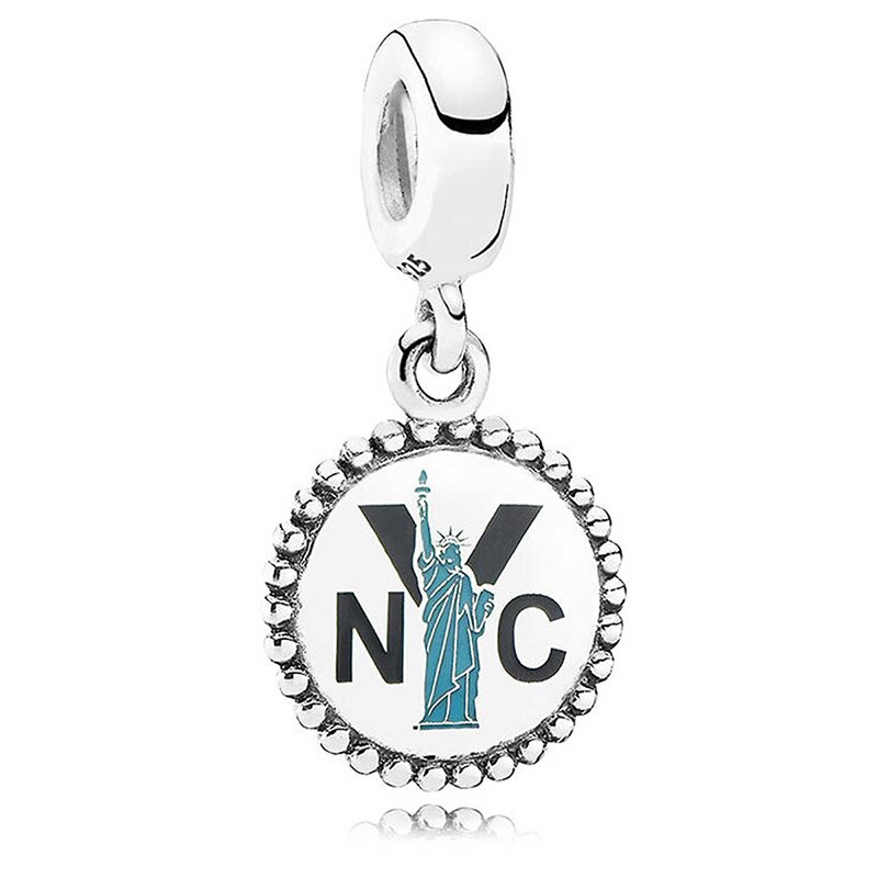 Silver 925 CHICAGO,Clover, Statue Of Liberty Dangle Charm, Perfect Christmas Pendant Diy Original Woman Jewelry