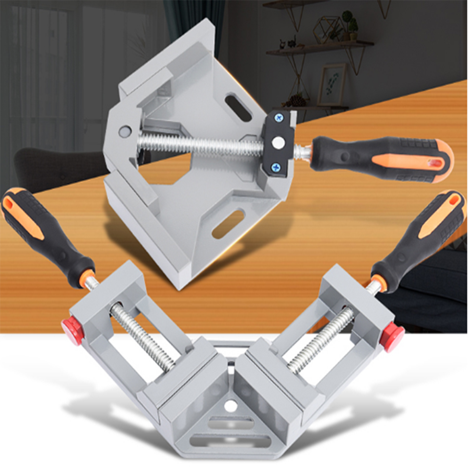CDIYTOOL 4 stuks 90 graden positionering vierkanten haakse klem met 8 klemmen aluminiumlegering L-type hoekklem houtbewerking timmerman gereedschap voor fotolijst doos kasten laden (5,5 x 5,5