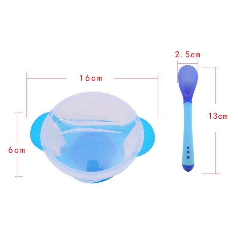 Baby Bowl Set Temperature Sensing Spoon/Fork for Baby Learning Dishes With Suction Cup Feeding Spoons Kids Infant Flatware