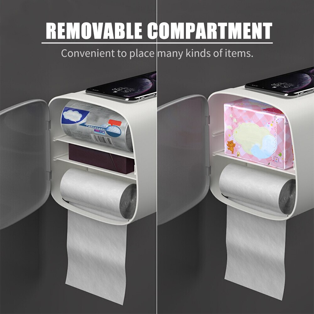 Mengni Paper Towel Dispenser Wall-Mounted Double Door Tissue Box Toilet Tissue Dispenser Kitchen Storage Box Bathroom Product