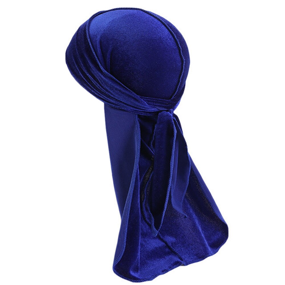Pañuelo de terciopelo Durag para niños, pañuelo de Color sólido Doo, ondas, gorro, diadema: Azul real