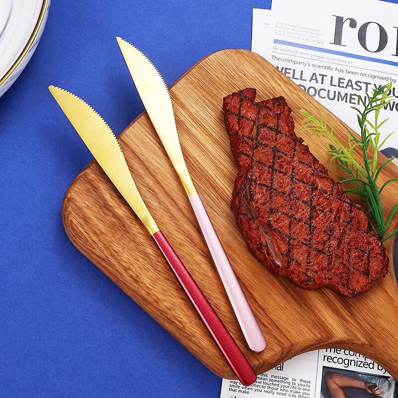 Flat Handle Stainless Steel Steak Knife Butter Marmalade Knives Cheese Blades Beautiful Tableware Kitchen Accessories