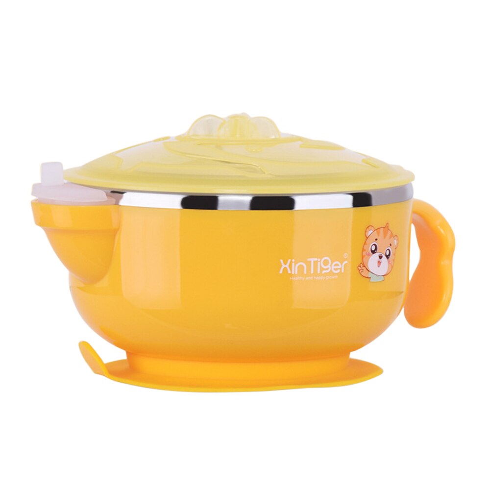 Voedsel Warming Plaat Roestvrij Staal Injectie Warm Water Isolatie Cup Kinderen Eten Gerechten Servies Baby Sucker Voerbak: yellow