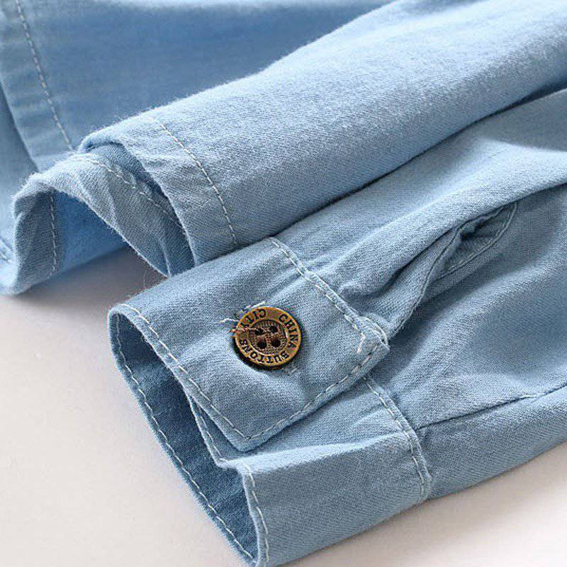 Bambini Manica Lunga Del Denim Della Ragazza Jean Camicette Vestiti di Autunno Del Bambino di Modo Delle Ragazze Dei Jeans Camicette