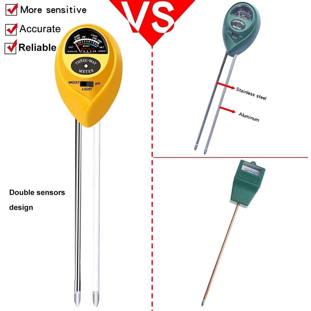 Bodem Ph Meter 3 In 1 Bodem Test Kits Met Vocht Licht Ph Tester Draagbare Voor Plant Tuin JS23