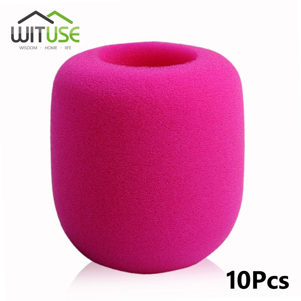 10 pçs/lote portátil sem fio microfone de estágio pára-brisas espuma mic capa karaoke dj esponja filtro vento escudo venda quente: Rosa Vermelha