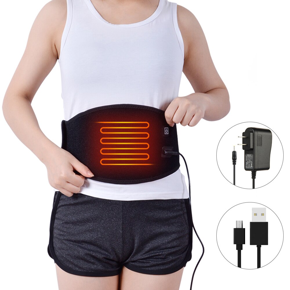 Waist Heating Pad Portable Heating Waist Belt Far Infrared Heating Massage Waist Belt for Abdominal Back Pain Relief US Plug: Default Title