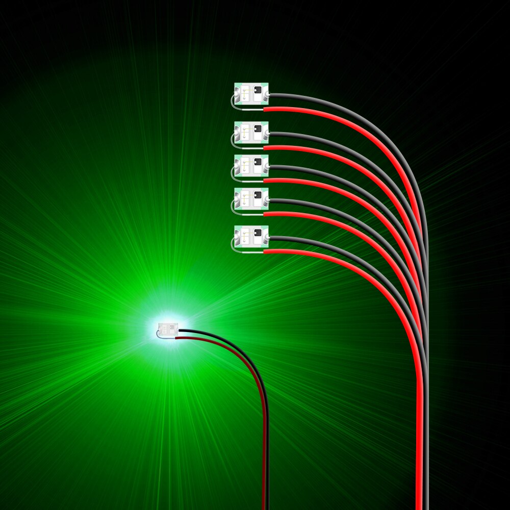 0402 smd led-lampemodeller træner præ-loddet mikro-litz ledede ledninger 3v med 0.28 ledninger 20cm: Grøn