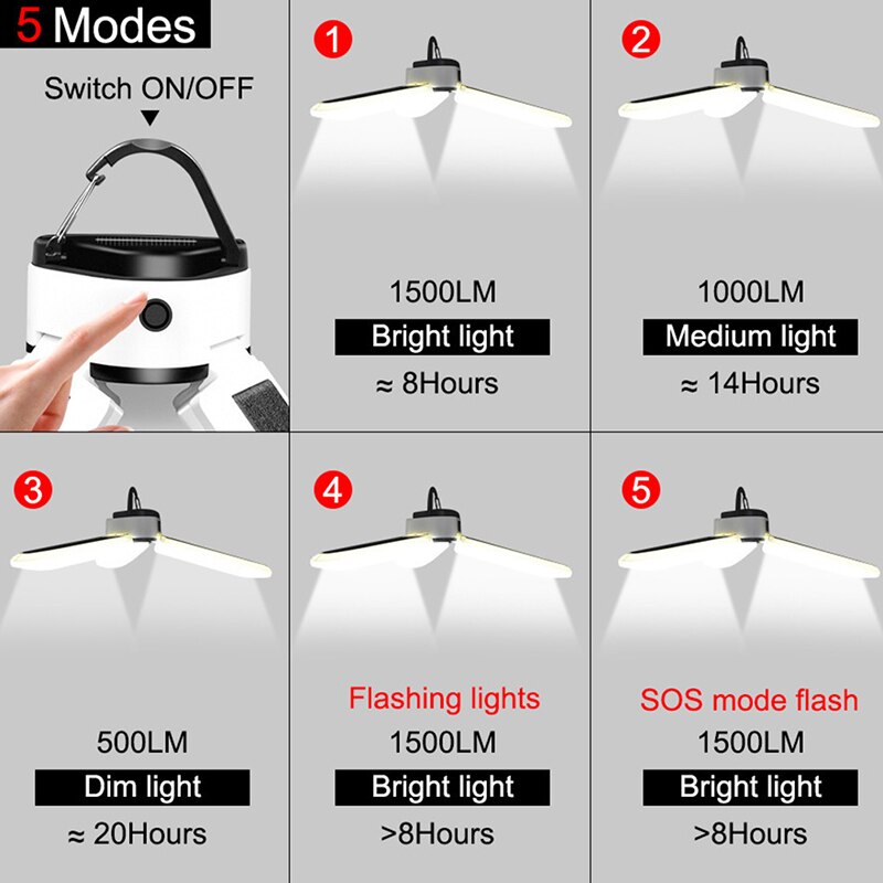 Portable Solar Powered Camping Light 60 LED Camping Lantern Folded Usb Rechargeable Camping Lamp