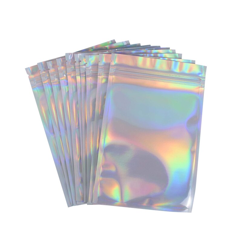 20 Stuks Iriserende Plastic Zakken Zip Lock Met Venster Stand Up Hersluitbare Grip Ziplock Zakjes Thee Koffie Bean Snoep Verpakking voedsel: 12x18cm-20PCS