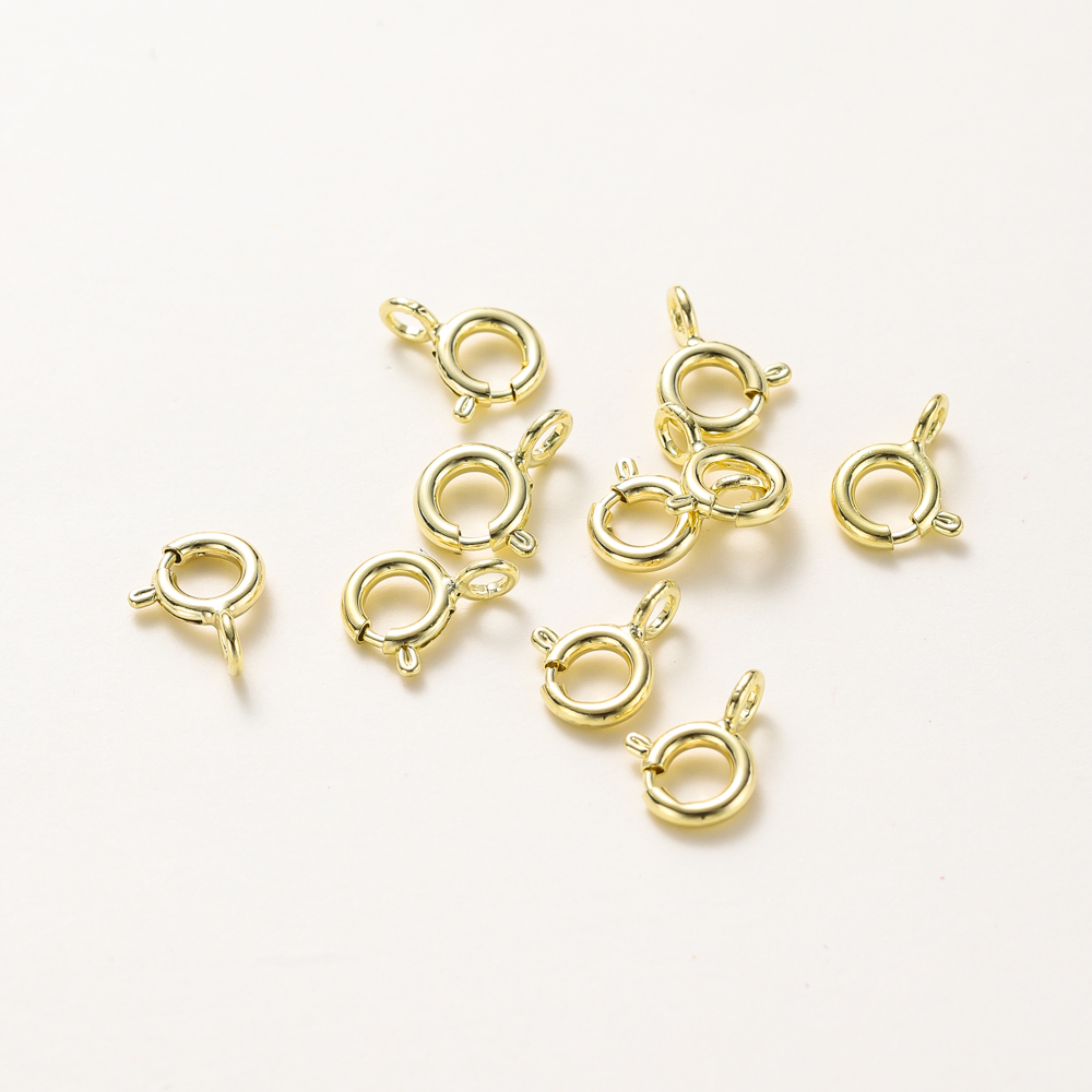 10 Uds./14K 18K cierre de resorte redondo de oro con anillo de salto cierre de conexión abierta para joyería DIY collar cadena accesorios de fabricación