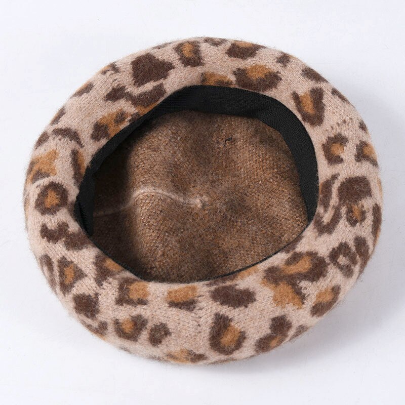 USPOP warm wool hats women thick leopard berets female wool beret hat autumn winter hat