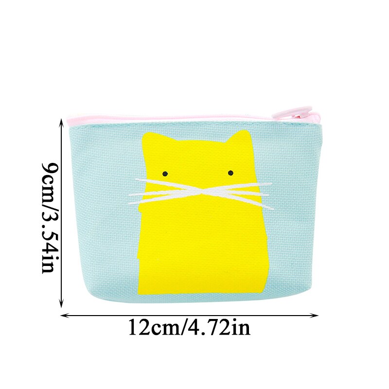 1 stuk unisex canvas portemonnee kaart dieren cartoon print sleutel mini portemonnee etui canvas tas kleine rits munt portemonnee kaarthouder portemonnee