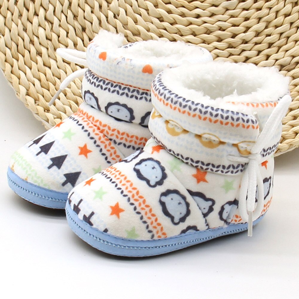 Baby Boots Prewalker Toddler Infant Newborn Baby Boho Printed Boots Soft Sole Boots First Walker Warm Shoes