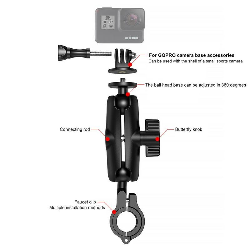 Soporte de bola de goma de 1 o 1,5 pulgadas para motocicleta, Base de montaje redonda o cuadrada de aluminio para Gopro y Garmin