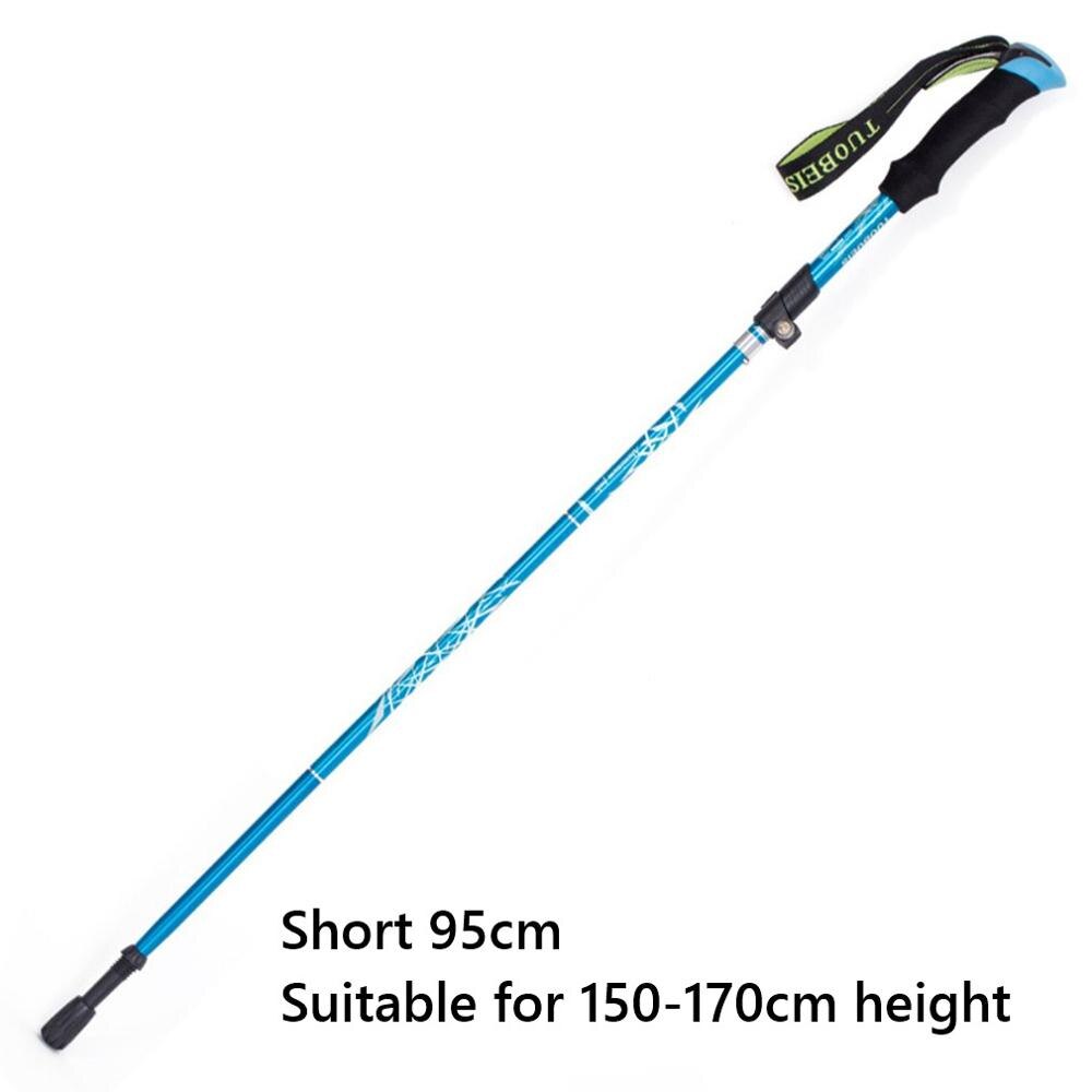 Hiking Poles Aluminum Alloy Ultra Light Walking Sticks Telescopic Folding Hiking Poles Outdoor Equipment: Sky Blue Short