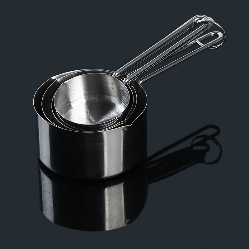 4 stk/sett rustfritt stål målebeger kjøkken måleskje øse baking te kaffe kjøkken tilbehør måleverktøy sett