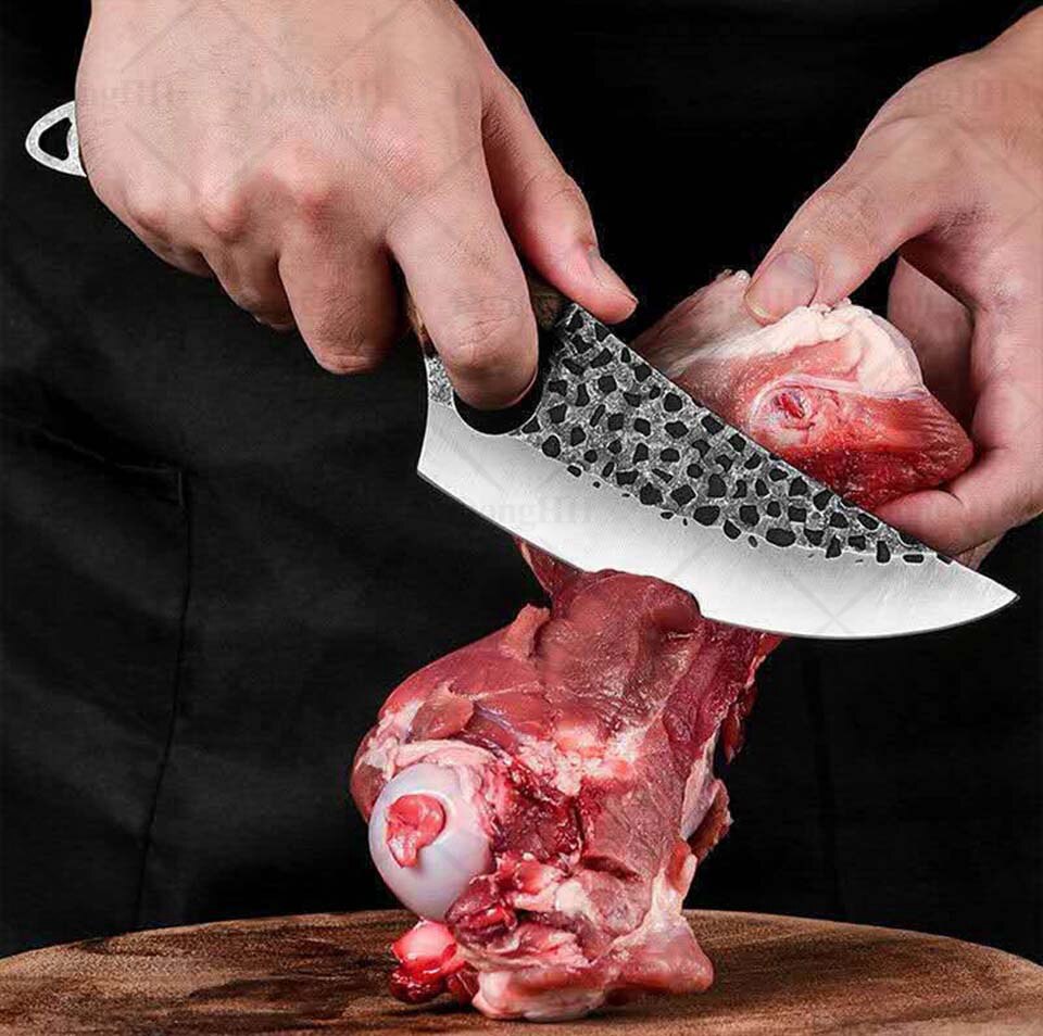 Damast Edelstahl Küchenmesser Mit Mantel Professionelle Handgemachte Fleisch Cleaver Geschmiedet Boning Messer Kochen Werkzeuge
