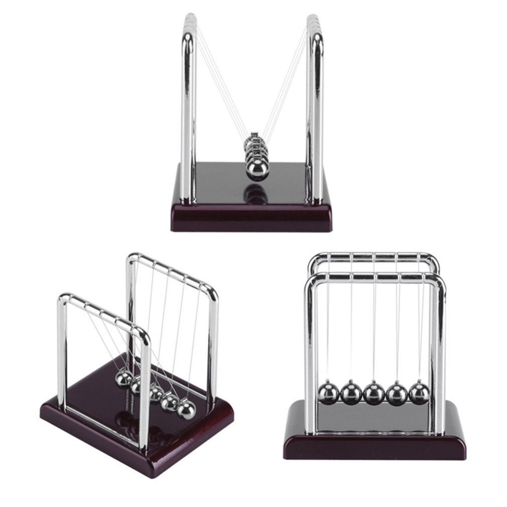 Newtons Cradle Balance Balls Met Spiegel Zwart Houten Basis Fun Gadget Slinger Voor Kantoor En Thuis Decoratie-Spiegel Bal