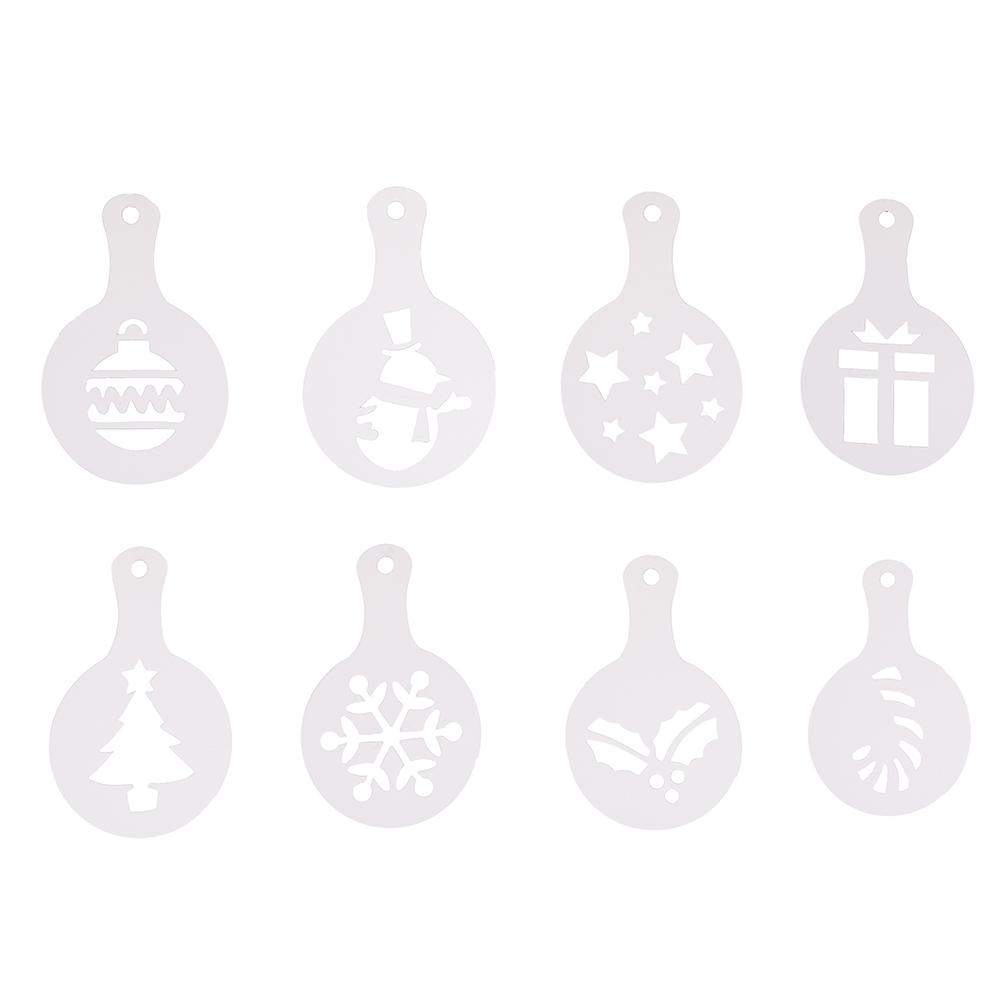8 Pcs Christmas Coffee Stencils Cake Stencil Arabian Ramadan Theme Coffee Latte Art Coffee Cake Decoration Plastic Mold Template: Default Title