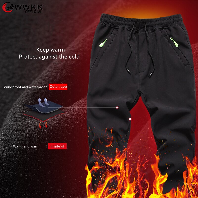 WWKK Hiver Hommes Femmes chauffée Fourrure D'agneau Pantalon Fish Camp Trekking Randonnée Grimper Ski Imperméable Surdimensionné Pantalons De Plein Air
