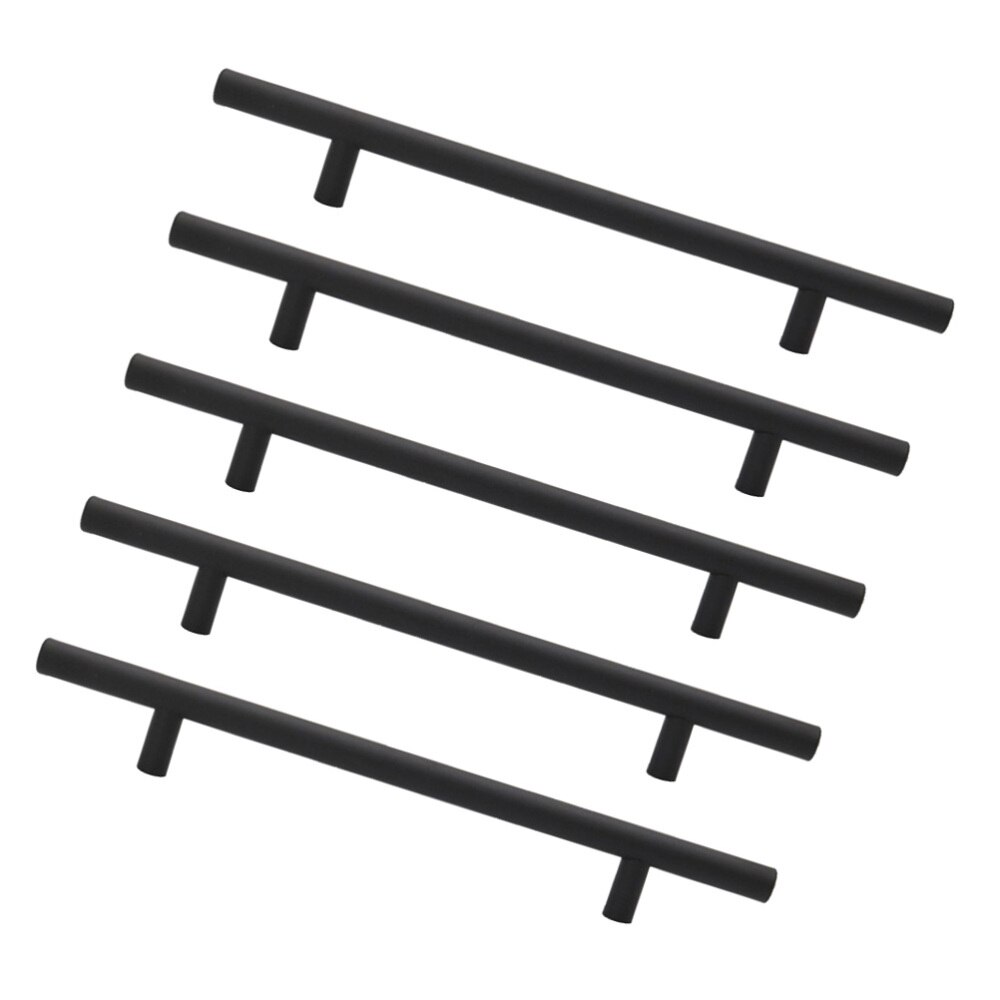 5 pcs Black Cupboard Knobs Stainless Steel Durable Door Handle for Drawer