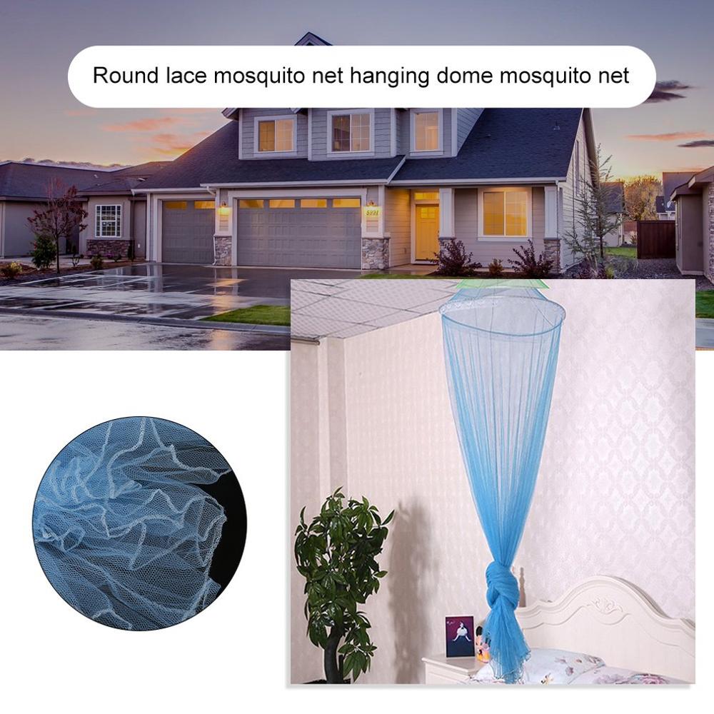 Round Bed Canopy Netting Curtain Polyester Mesh Fabric Home Textile Blue Hung Dome Mosquito Net Canopy Bed