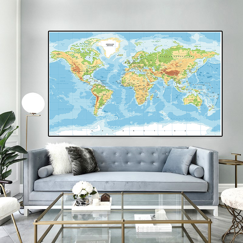 225*150cm The World Map Mercator Projection Non-woven Canvas painting Large Poster Wall Decor Home Decoration School Supplies