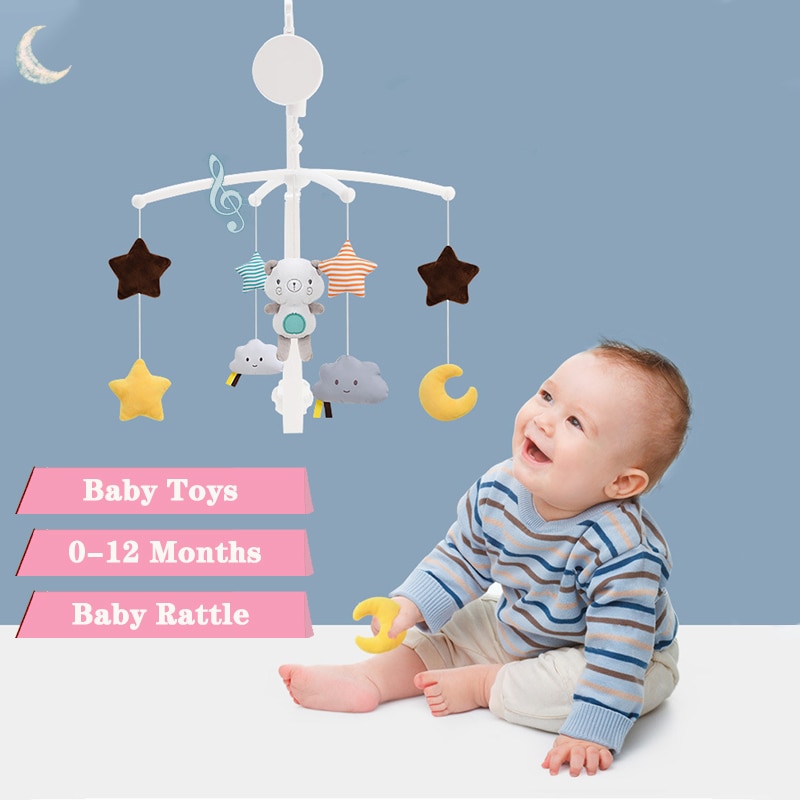 Juguetes para bebés de 0 a 12 meses, sonajero móvil para cama, soporte de juguete de cuna, caja de música giratoria, juguetes para sonajero para bebé recién nacido, móviles para cuna
