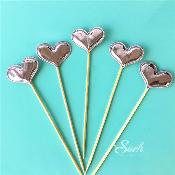 5PCS Pink Pearl Polished Butterfly Cake Topper with Toothpick Cake Decoration for Wedding Birthday Party: CK920A