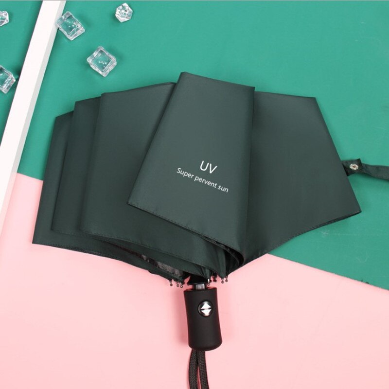 Automatic Wind Resistant Folding Umbrella Rain Women Auto Animal Mini Rainy Windproof Umbrella Men Black Coating Parasol: automatic-Dark green
