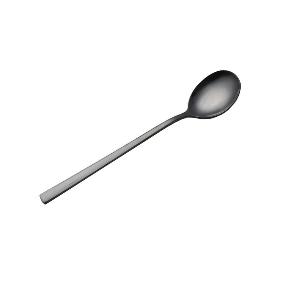 Korean Cuisine Spoon Chopsticks Tableware Stainless Steel Gold Silver Black Mirror Polished Titanium Round Solid Spoons: LLG000004-Bspoon