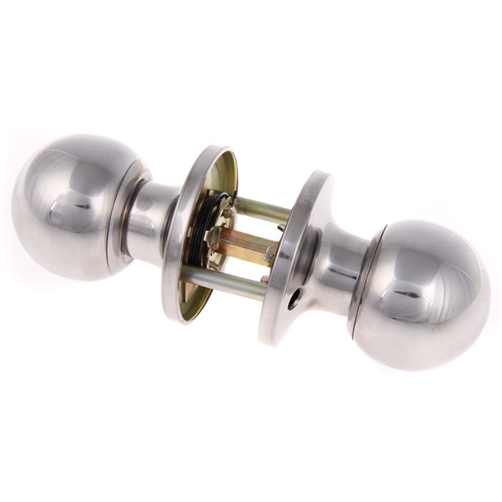 Stainless Steel Round Ball Door Knobs Rotation Lock Knobset Handle Entrance for Bedrooms Living Rooms Bathrooms