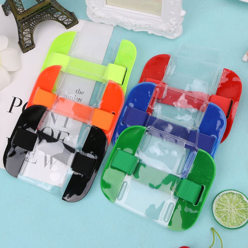 1pc elastyczne ramię zespół uchwyt na identyfikator zdjęcie opaska etui na karty kredytowe przenośna przezroczysta karta pcv organizator wysokiej jakości