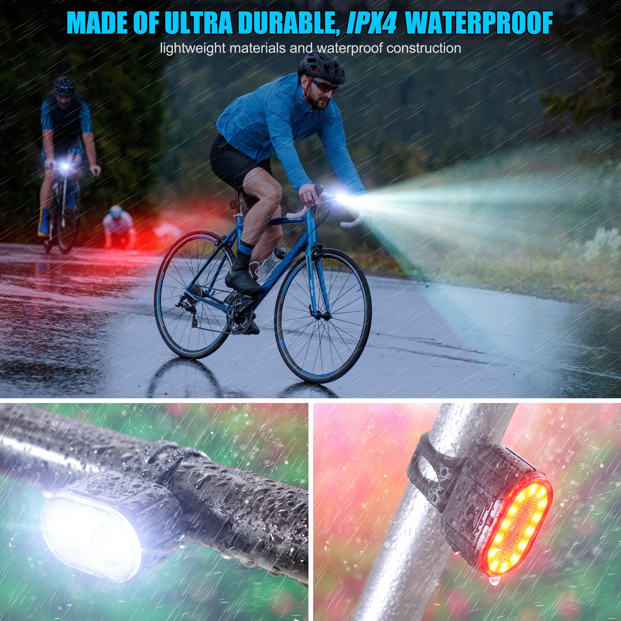 Bicycle Light Front and Rear Light Set Bike Headlight 4 Modes Bicycle Taillight 6 Modes LED Bike Lamp Rechargeable Lamp