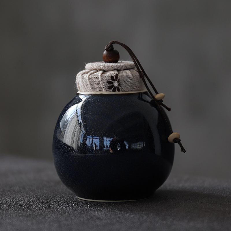 LUWU small size tea caddy ceramic vintage porcelain tea canisters for tea: Blue